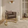 Buy Dining Chair - With armrests - Upholstered in Velvet - Vittoria Taupe 61009 - prices